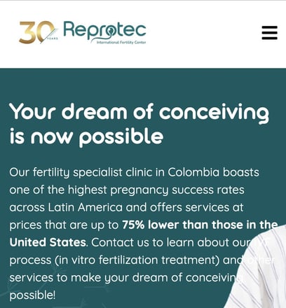 Screenshot of fertilitycenterincolombia.com